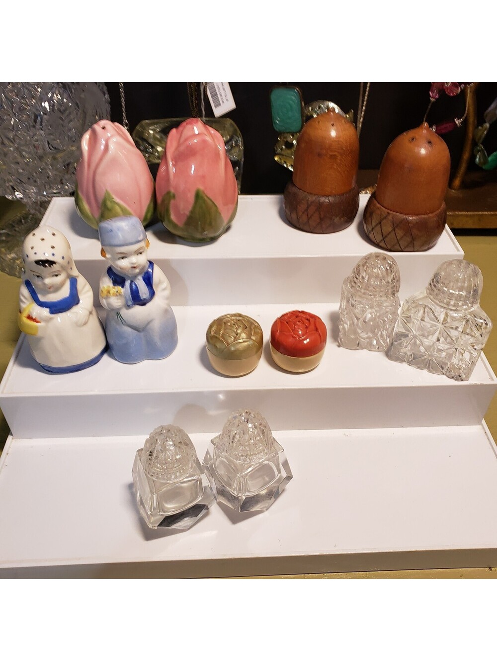 Vintage Salt & Pepper Lot 5 Pairs Plus Wood Ceramic Glass Franciscan Desert Rose